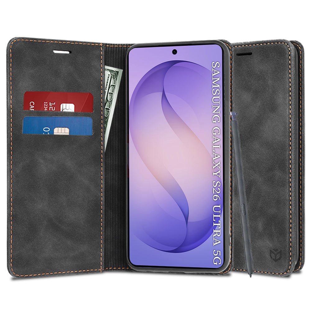 Techsuit Samsung Galaxy S26 Ultra - Θήκη Πορτοφόλι από Δερματίνη με Stand - Confy Cover - Black