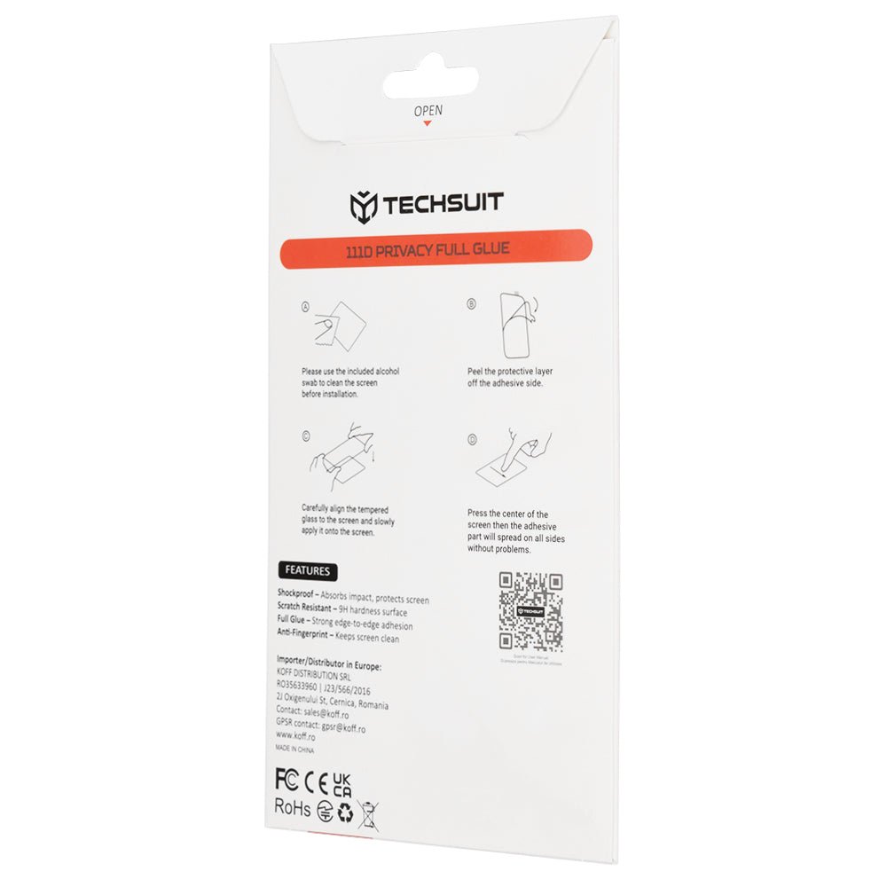 Techsuit Xiaomi Redmi 15 4G / 5G - Privacy Full Screen Full Glue Αντιχαρακτικό Γυαλί Οθόνης - Privacy Black