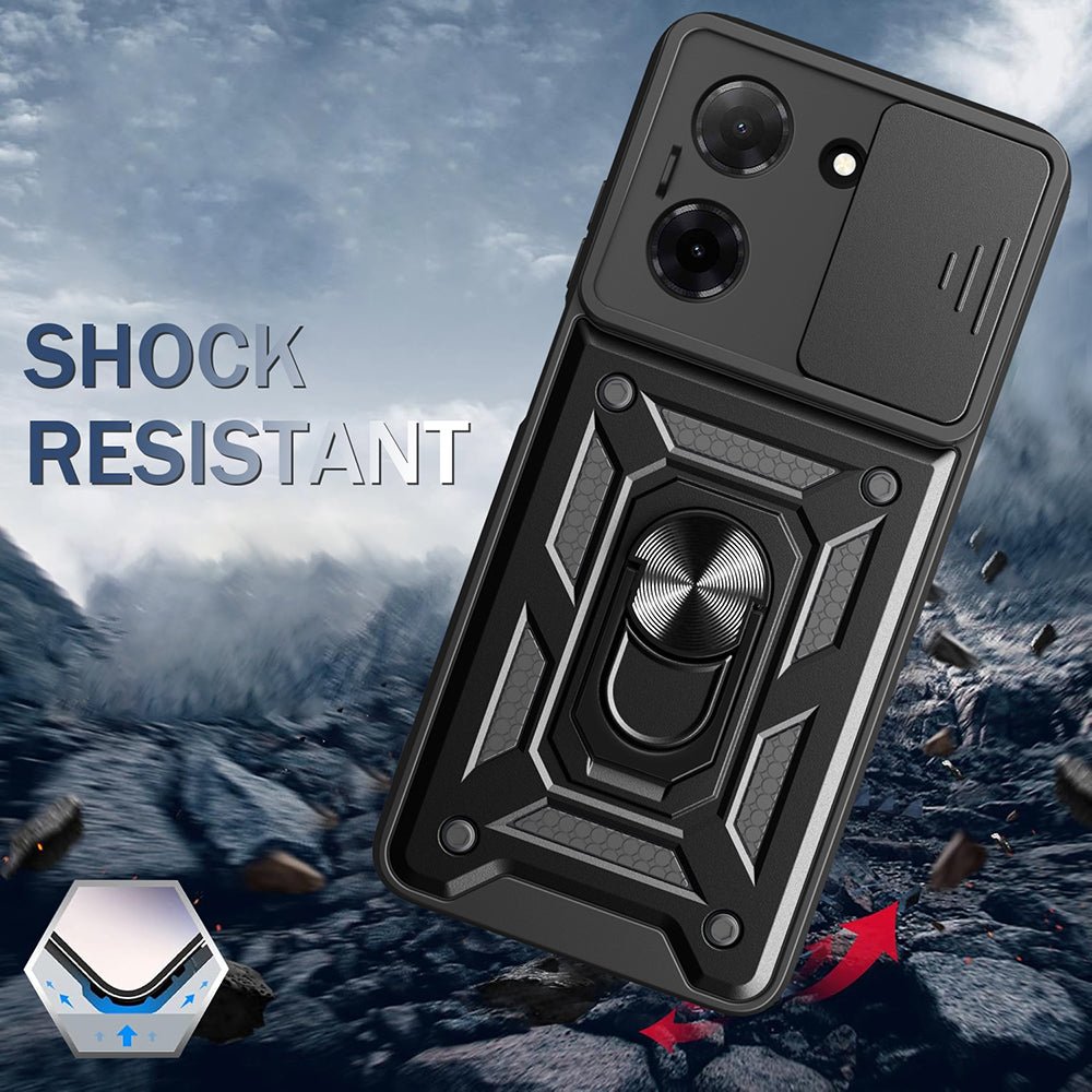Techsuit Xiaomi Redmi 15 4G / 5G - Σκληρή Θήκη με Προστασία Καμερών και Δαχτυλίδι Συγκράτησης - CamShield - Black