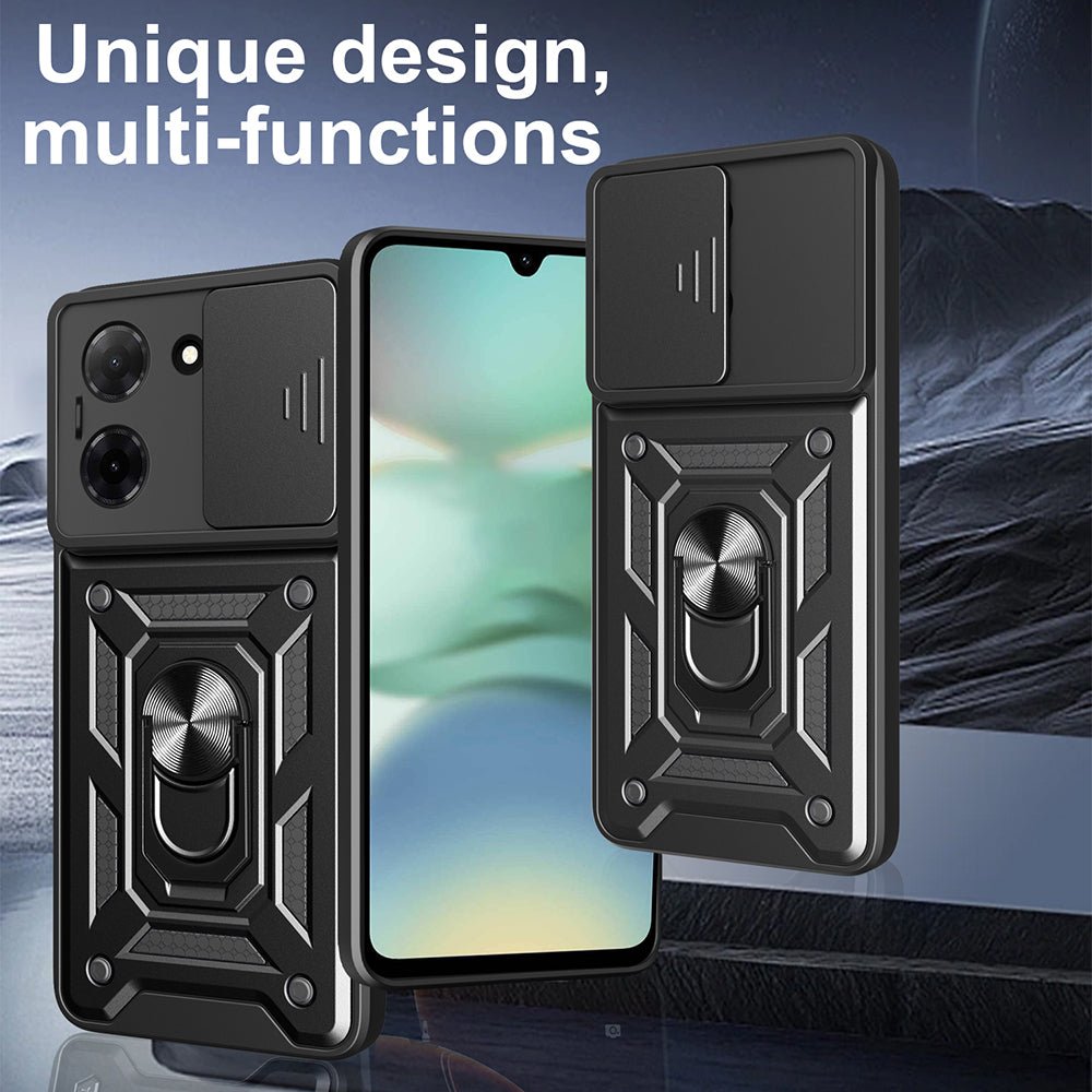 Techsuit Xiaomi Redmi 15 4G / 5G - Σκληρή Θήκη με Προστασία Καμερών και Δαχτυλίδι Συγκράτησης - CamShield - Black