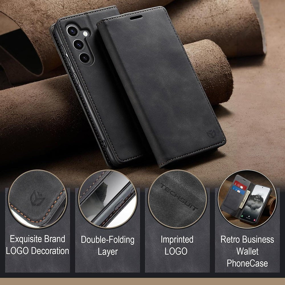 Techsuit Xiaomi Redmi Note 15 Pro 4G - Θήκη Πορτοφόλι από Δερματίνη με Stand - Confy Cover - Black