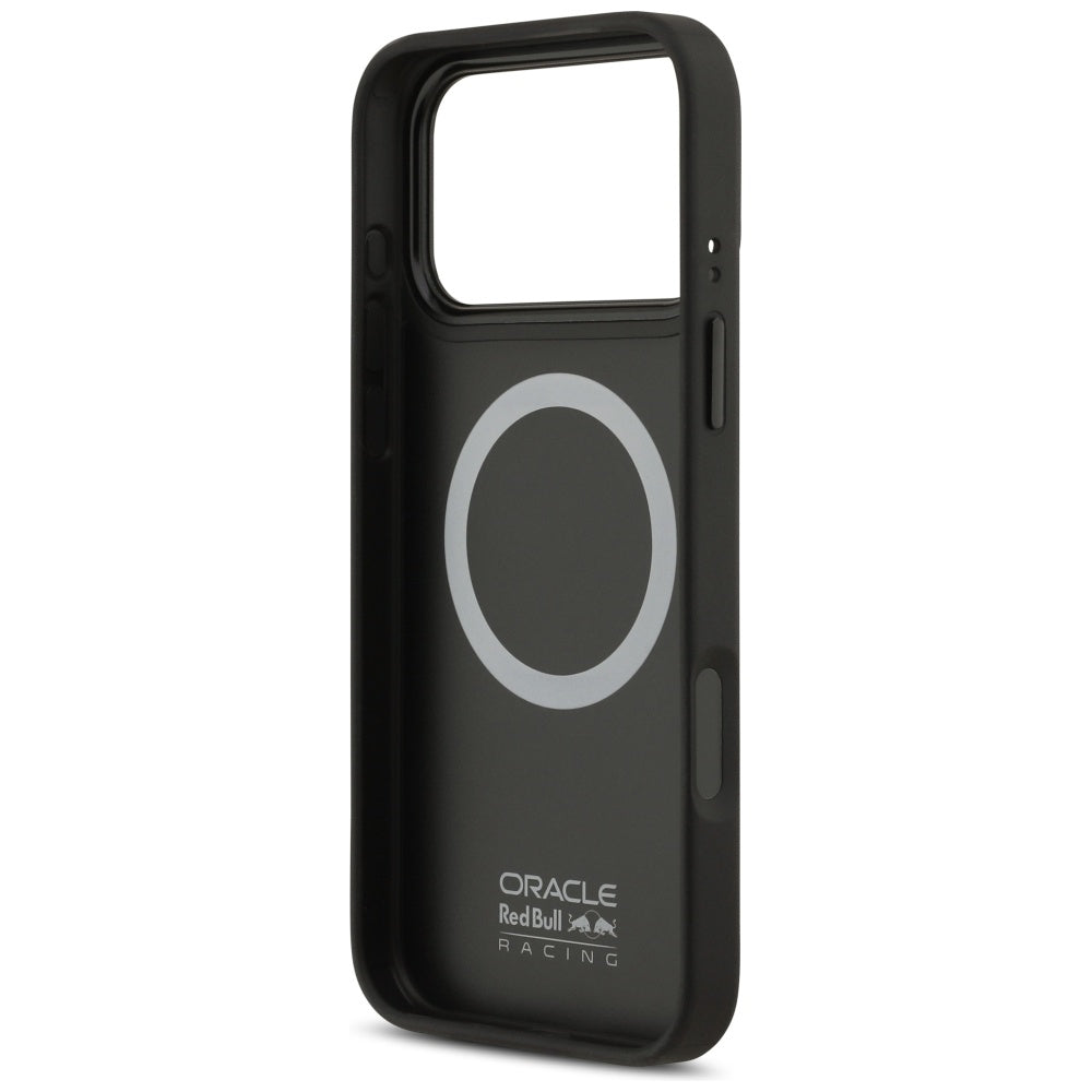 Red Bull iPhone 17 Pro Max - Red Bull Meshed Blue Ring and Metal Buttons MagSafe - Σκληρή Θήκη με Επένδυση Συνθετικού Δέρματος - Navy - RBHMP17X24PUILVB