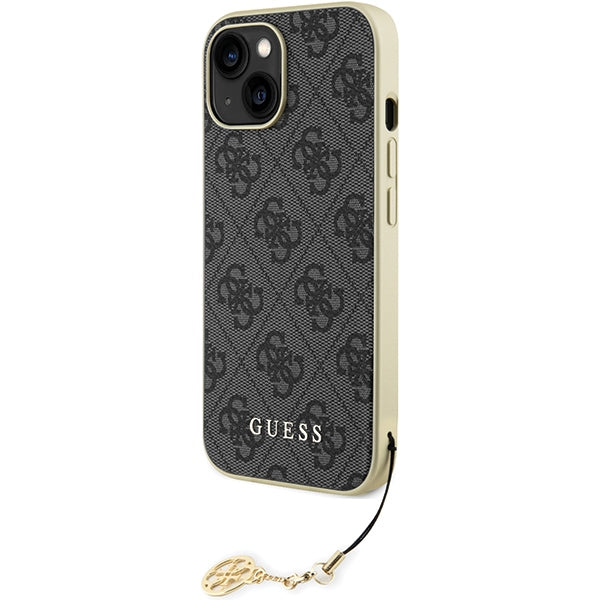 Guess iPhone 15 - 4G Charms Collection Θήκη με Επένδυση Συνθετικού Δέρματος - Grey - GUHCP15SGF4GGR