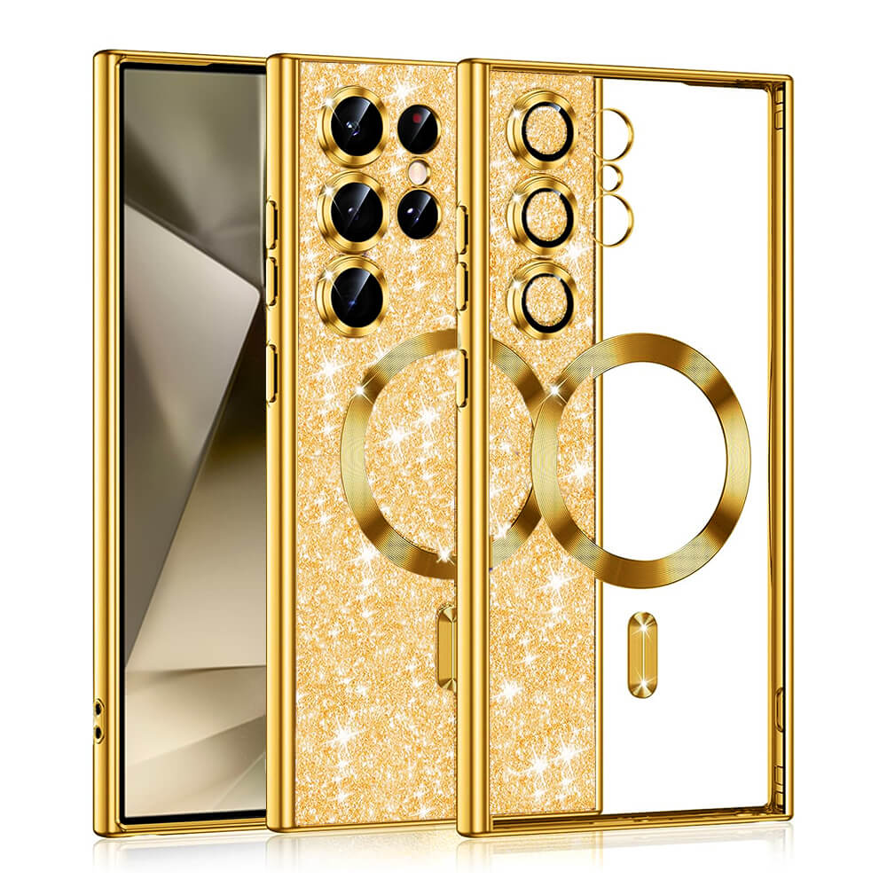 Techsuit Samsung Galaxy S24 Ultra - MagSafe - Luxury Glitter - Θήκη Σιλικόνης - Gold