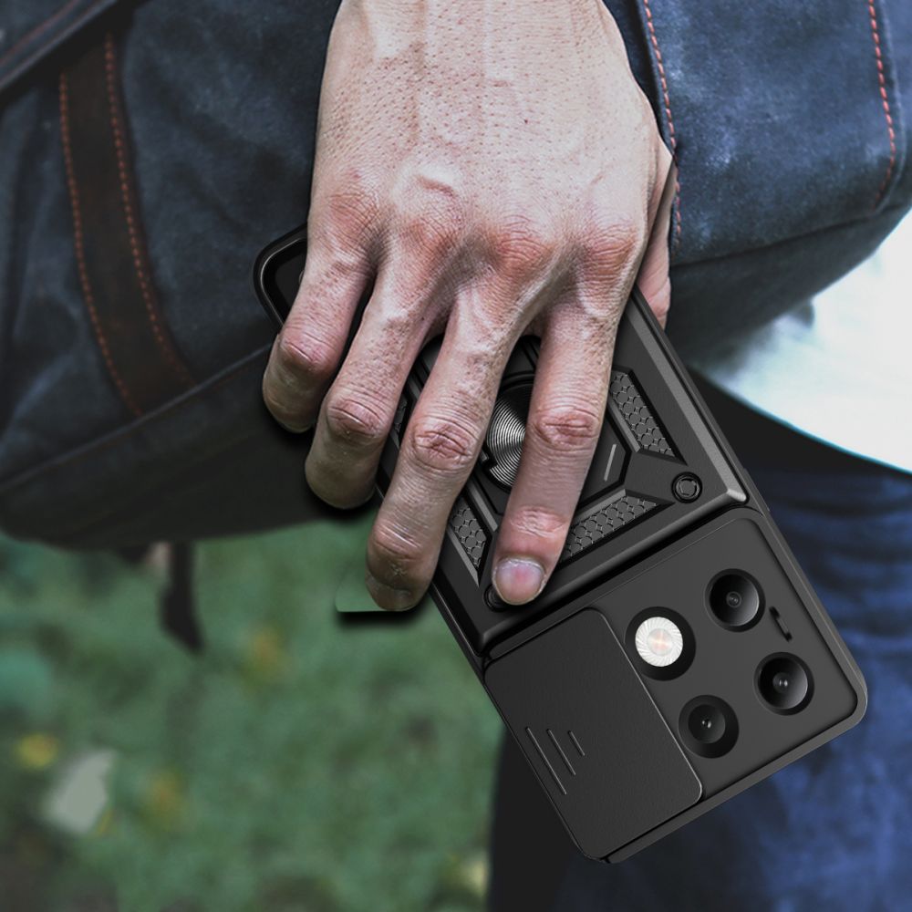 Tech-Protect Xiaomi Redmi Note 13 4G Camshield Pro Σκληρή Θήκη με Πλαίσιο Σιλικόνης και Δαχτυλίδι Συγκράτησης - Black