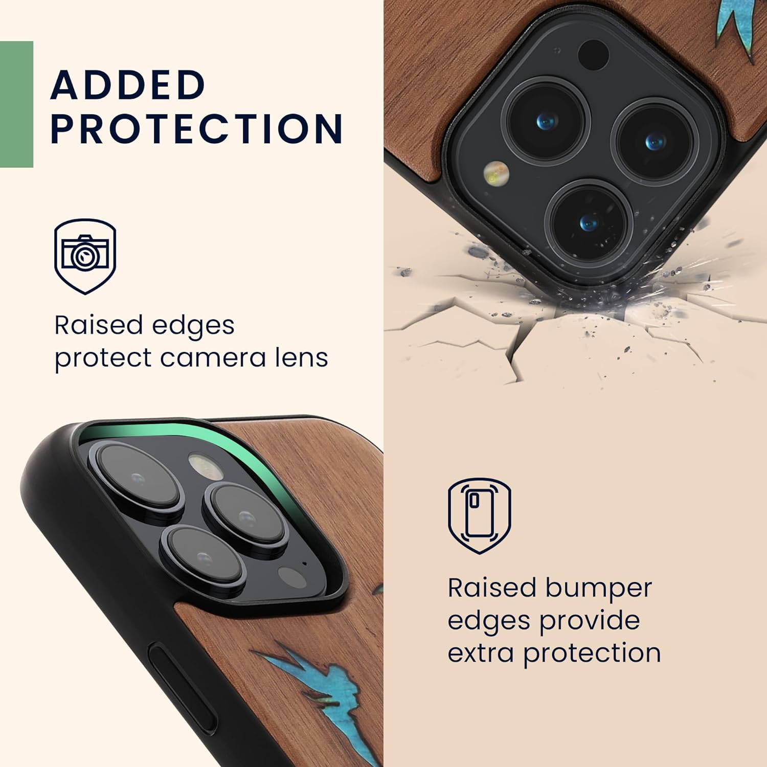 KW iPhone 14 Pro Max Θήκη από Φυσικό Ξύλο - Design Fairy Mother of Pearl - Dark Brown