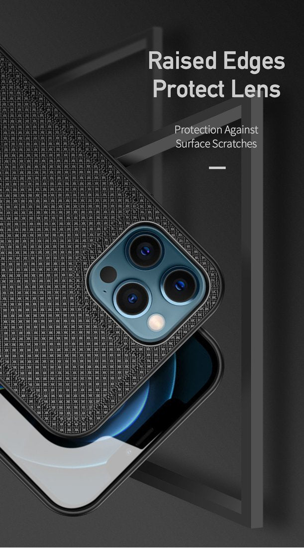 Dux Ducis iPhone 12 Pro Max Fino Series Σκληρή Θήκη με Πλαίσιο Σιλικόνης και Επένδυση από Ύφασμα - Black