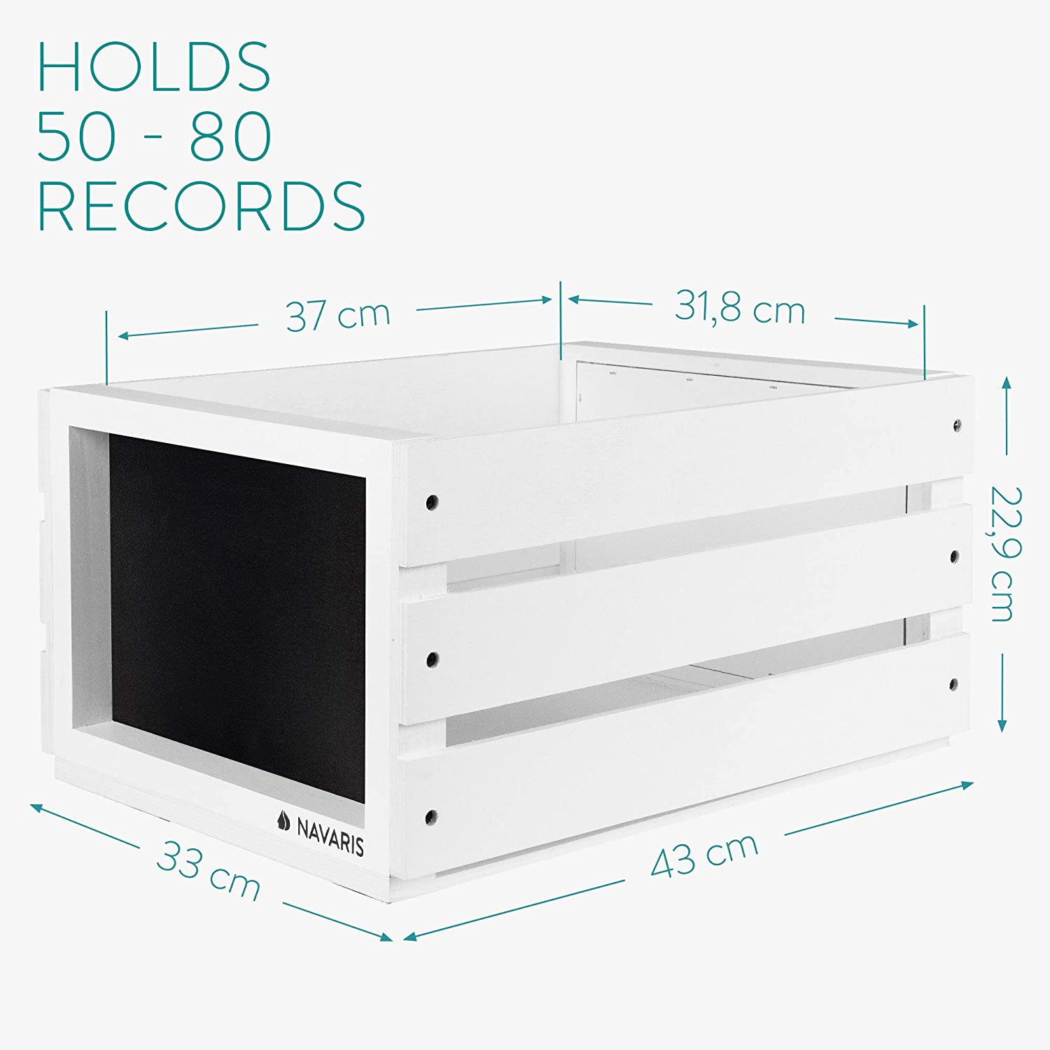 Navaris Ξύλινο Κουτί Αποθήκευσης με Πίνακα Κιμωλίας - White - 53026.01.02