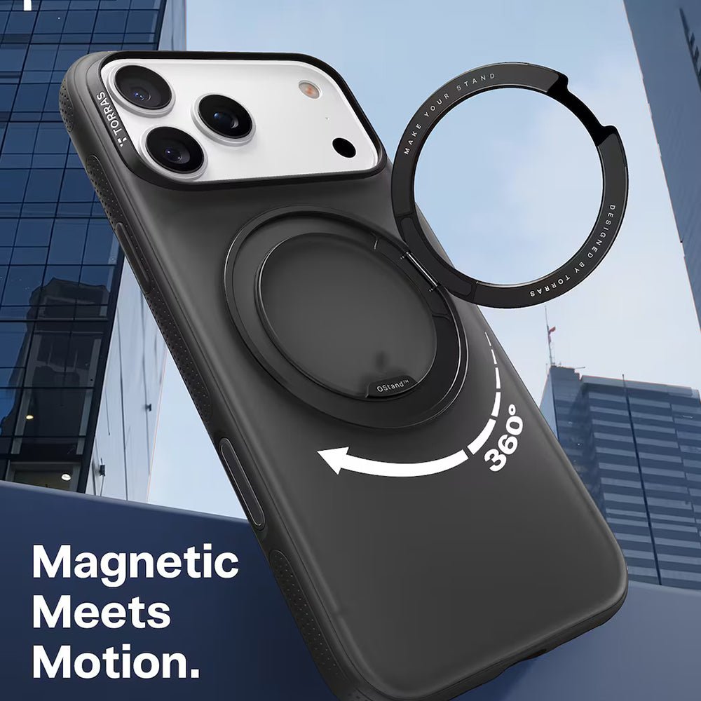 Torras iPhone 17 Pro Max - Σκληρή θήκη με Περιστρεφόμενο Stand / MagSafe - Ostand R Fitness Series - Black