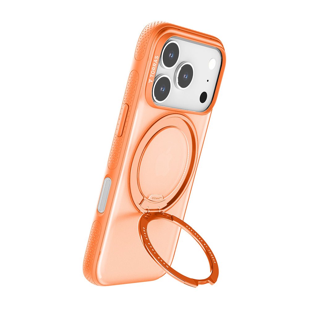 Torras iPhone 17 Pro Max - Σκληρή θήκη με Περιστρεφόμενο Stand / MagSafe - Ostand R Fitness Series - Orange