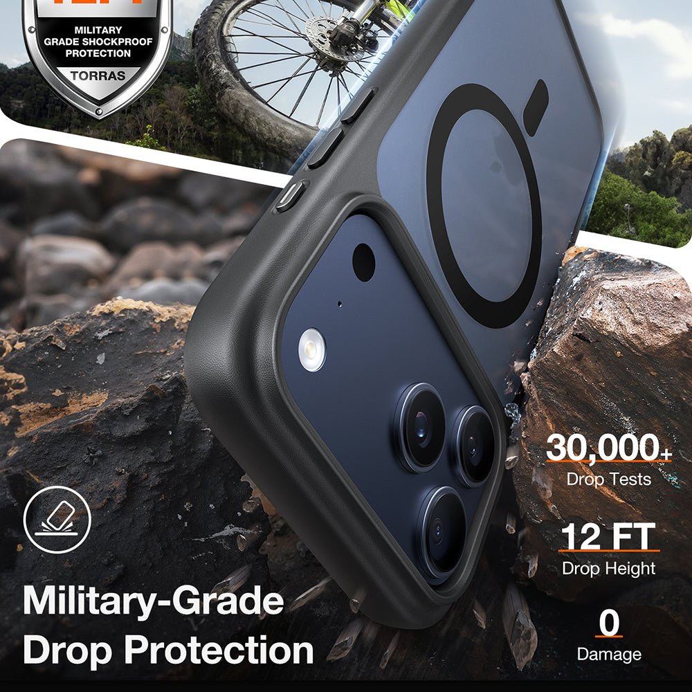 Torras iPhone 17 Pro Max - Σκληρή Θήκη με Πλαίσιο Σιλικόνης και MagSafe - Guardian Magnetic Series - Black