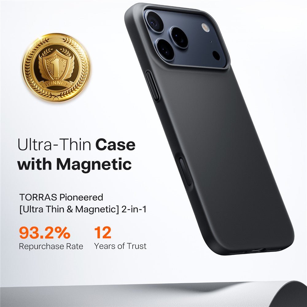 Torras iPhone 17 Pro Max - Θήκη Σιλικόνης με MagSafe - SlimFit Series - Black