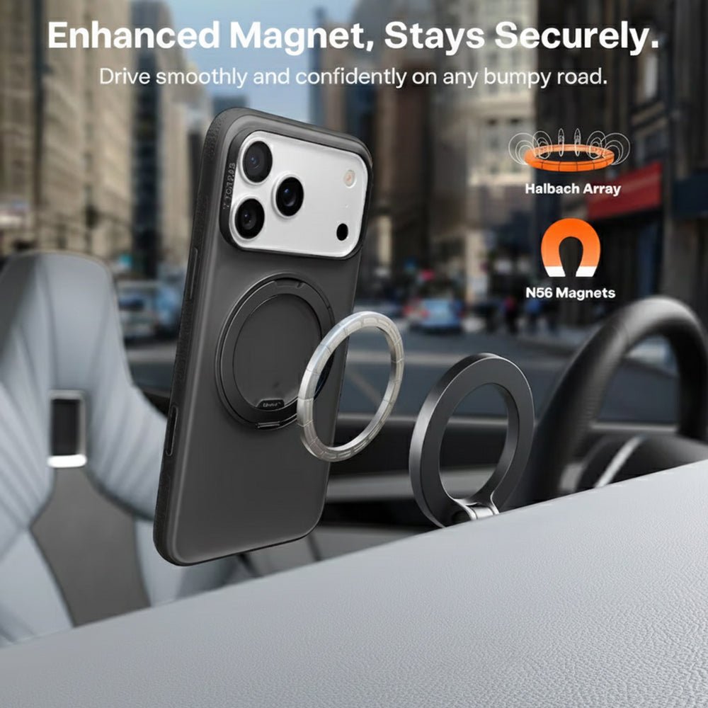 Torras iPhone 17 Pro - Σκληρή θήκη με Περιστρεφόμενο Stand / MagSafe - Ostand R Fitness Series - Black