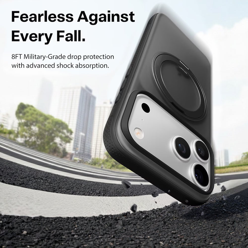 Torras iPhone 17 Pro - Σκληρή θήκη με Περιστρεφόμενο Stand / MagSafe - Ostand R Fitness Series - Black