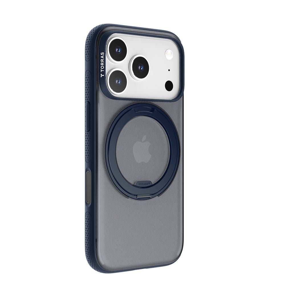 Torras iPhone 17 Pro - Σκληρή θήκη με Περιστρεφόμενο Stand / MagSafe - Ostand R Fitness Series - Navy Blue