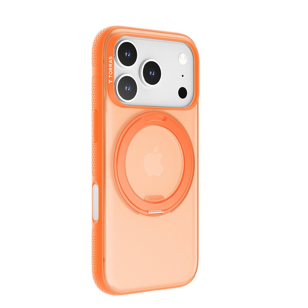 Torras iPhone 17 Pro - Σκληρή θήκη με Περιστρεφόμενο Stand / MagSafe - Ostand R Fitness Series - Orange