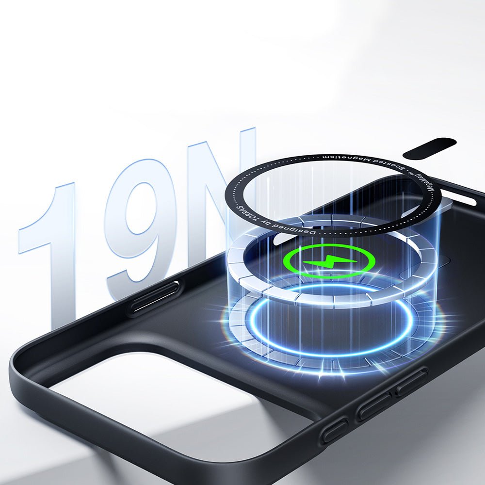 Torras iPhone 18 Pro / iPhone 17 Pro - Σκληρή Θήκη με Πλαίσιο Σιλικόνης και MagSafe - OriginFit-Mag Series - Black