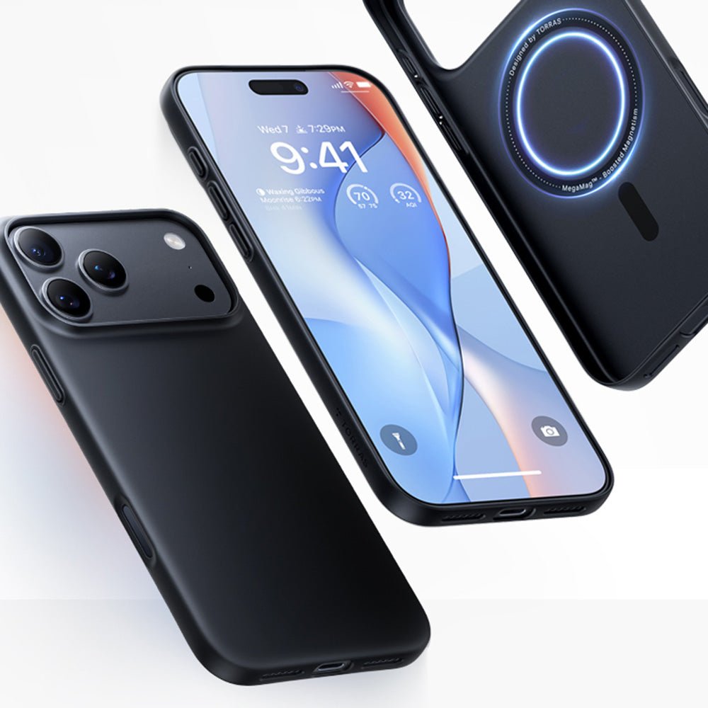 Torras iPhone 18 Pro / iPhone 17 Pro - Σκληρή Θήκη με Πλαίσιο Σιλικόνης και MagSafe - OriginFit-Mag Series - Black