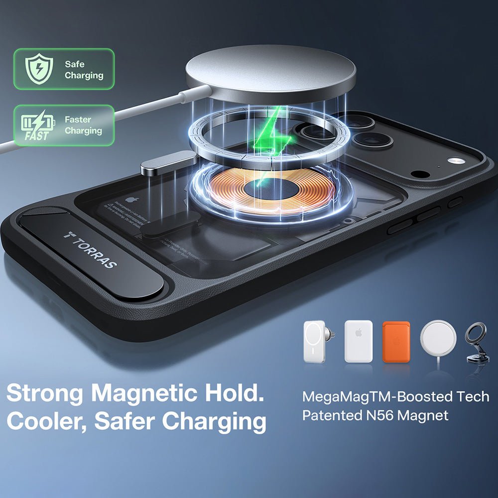 Torras iPhone 18 Pro Max / iPhone 17 Pro Max - Σκληρή θήκη MagSafe με Πλαίσιο Σιλικόνης και Stand - Ostand L1 - Black