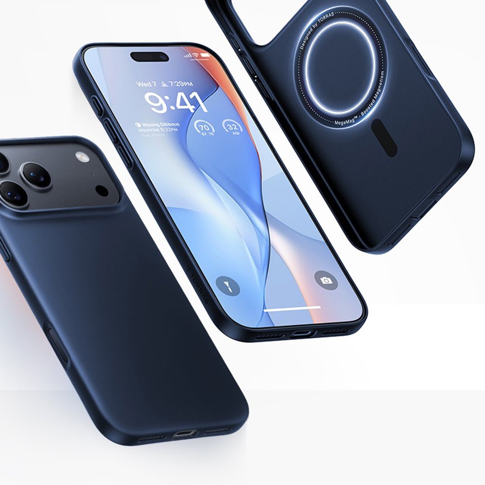 Torras iPhone 18 Pro Max / iPhone 17 Pro Max - Σκληρή Θήκη με Πλαίσιο Σιλικόνης και MagSafe - OriginFit-Mag Series - Deep Blue