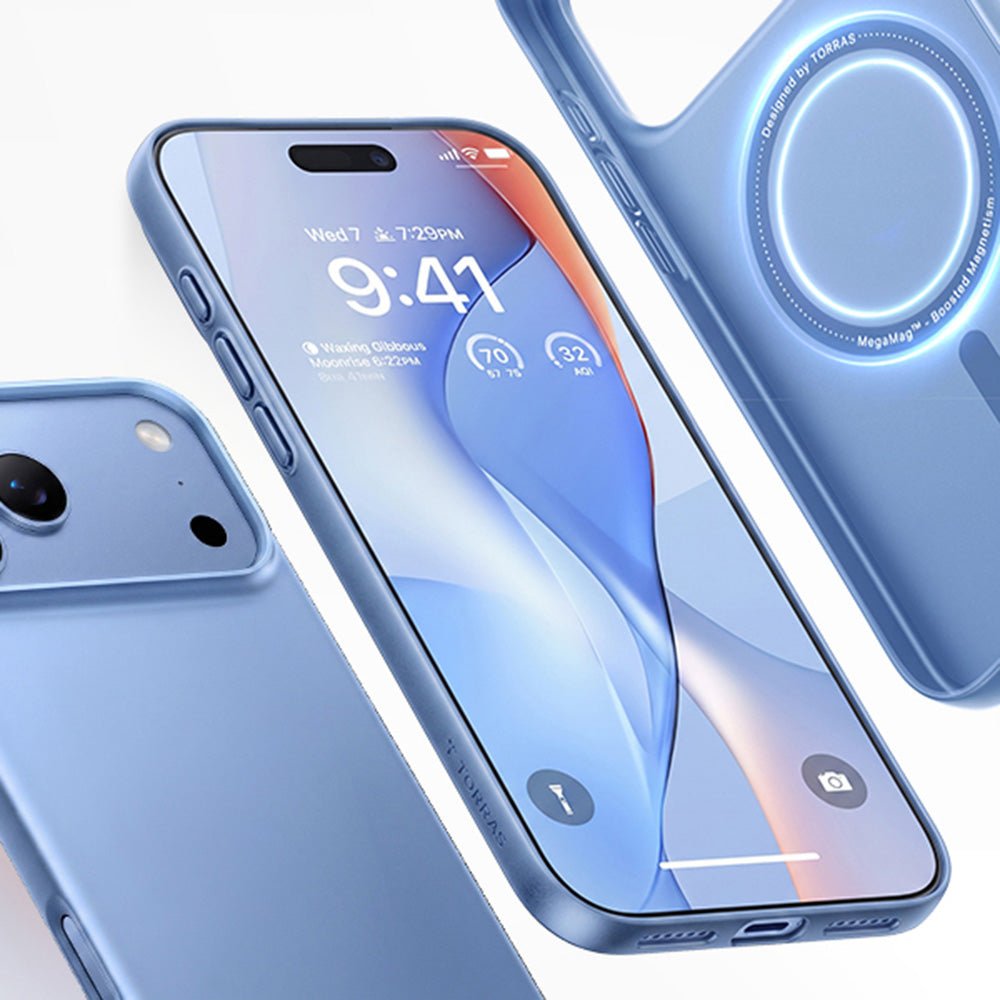 Torras iPhone 18 Pro Max / iPhone 17 Pro Max - Σκληρή Θήκη με Πλαίσιο Σιλικόνης και MagSafe - OriginFit-Mag Series - Light Blue