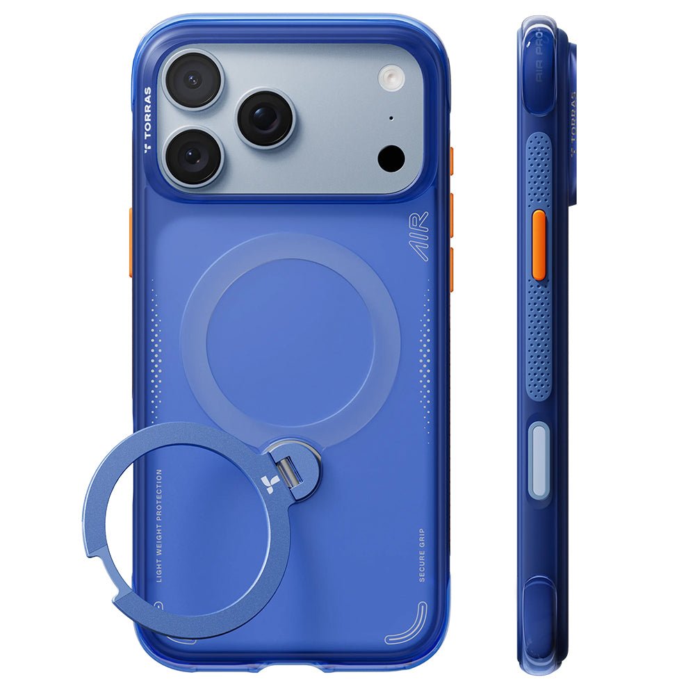 Torras iPhone 18 Pro Max / iPhone 17 Pro Max - Σκληρή θήκη με Πλαίσιο Σιλικόνης και MagSafe / Stand - Ostand Q3 Air Series - Artic Blue