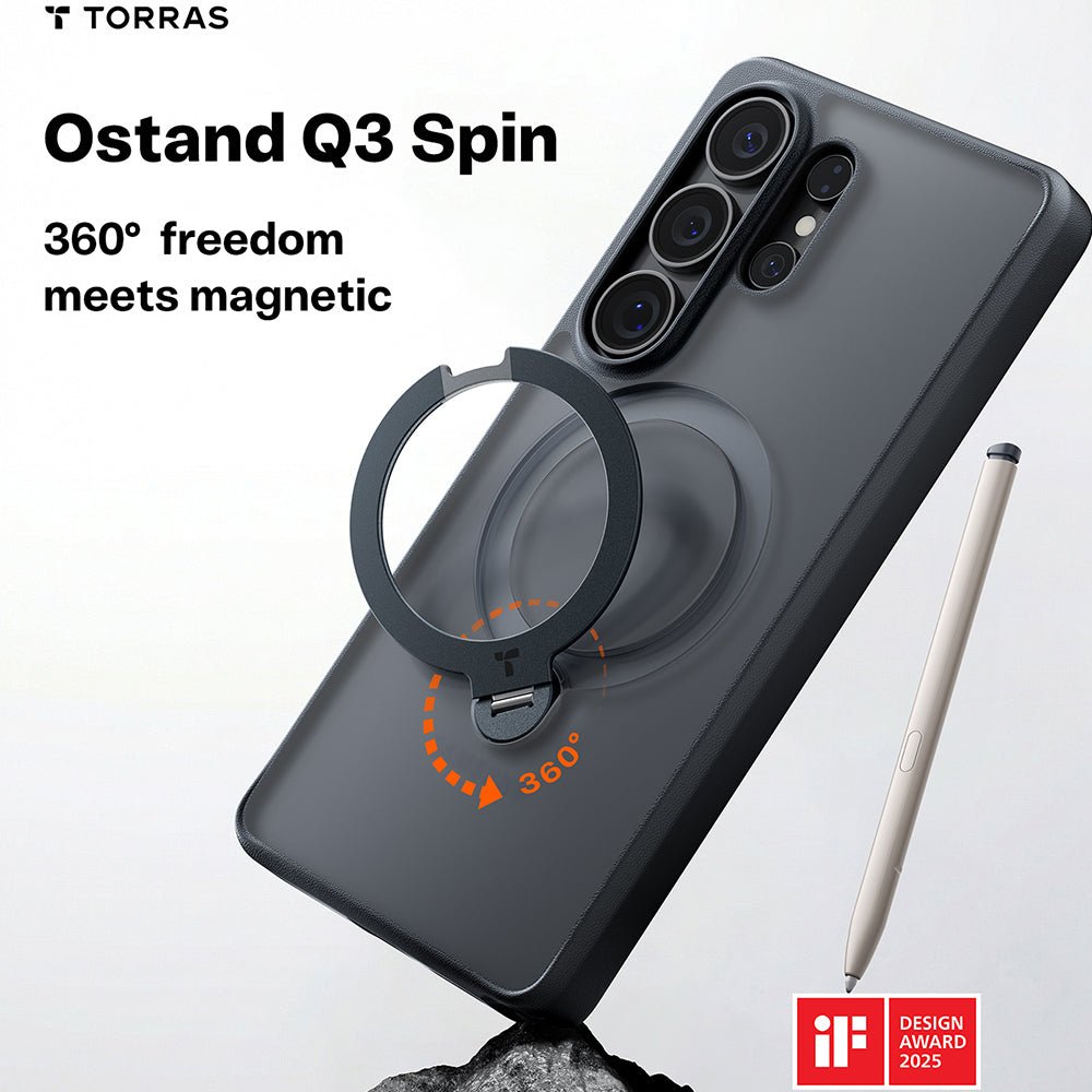 Torras Samsung Galaxy S26 Ultra - Σκληρή θήκη με Περιστρεφόμενο Stand / MagSafe - Ostand Spin Series - Black
