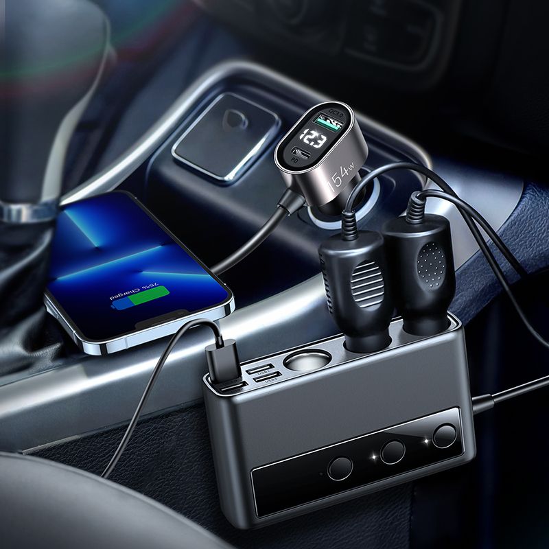 Joyroom Multi - Port Car Cigarette Lighter Φορτιστής Αυτοκινήτου Γρήγορης Φόρτισης PD154W - Black - JR - CL06