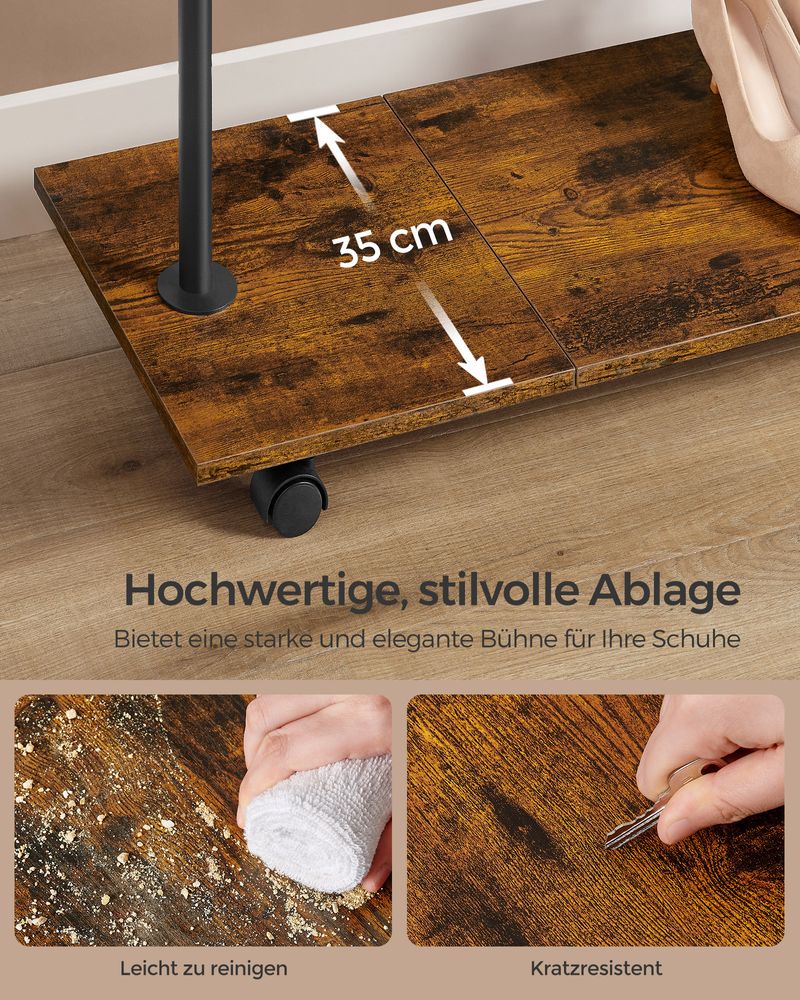 Songmics Τροχήλατη Επεκτεινόμενη Κρεμάστρα Δαπέδου - Ράγα Ρούχων - Rustic Brown / Black - HSR151B01