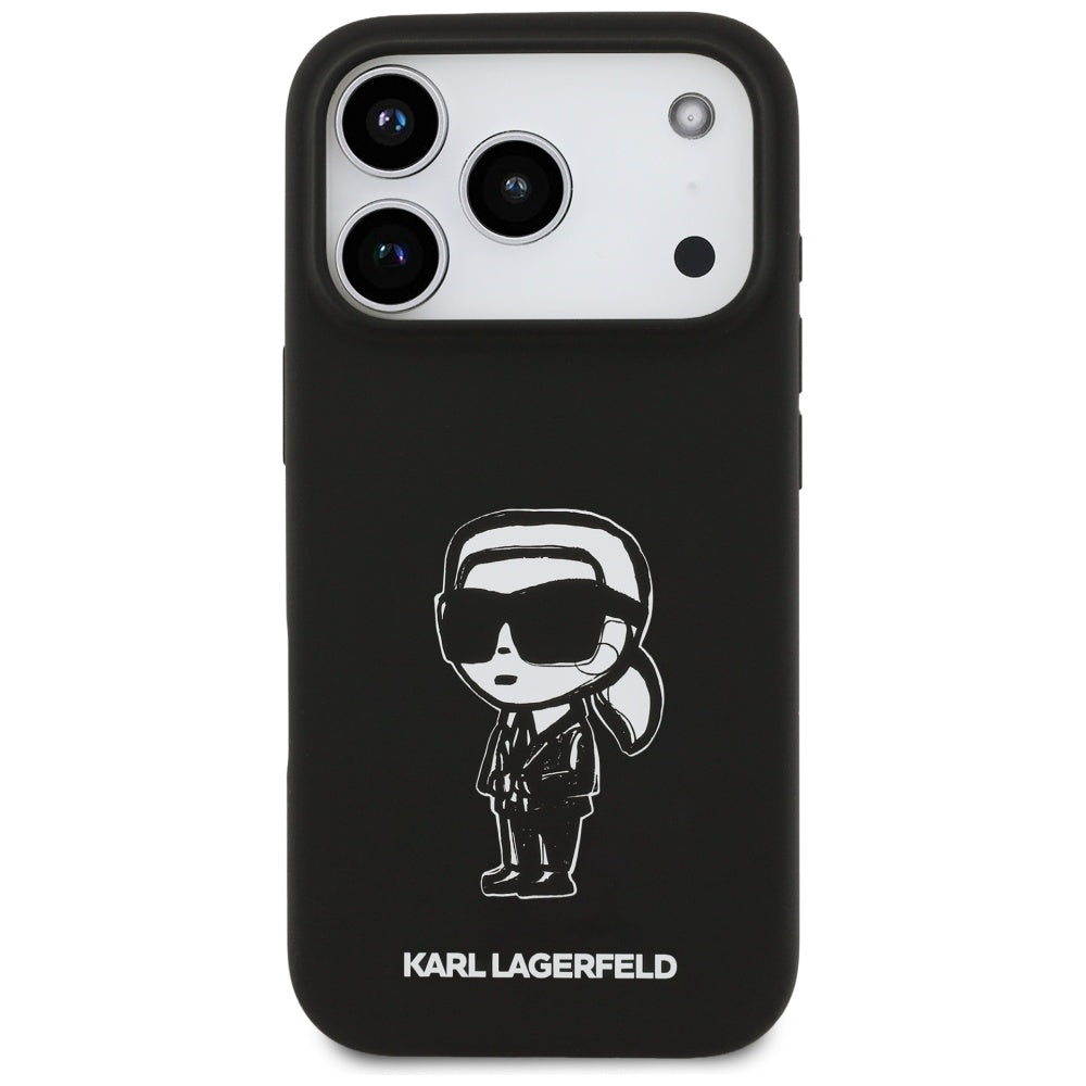 Karl Lagerfeld iPhone 17 Pro - Silicone Karl Sketch and Logo MagSafe - Σκληρή Θήκη με Πλαίσιο Σιλικόνης - Black - KLHMP17LSKIGROK