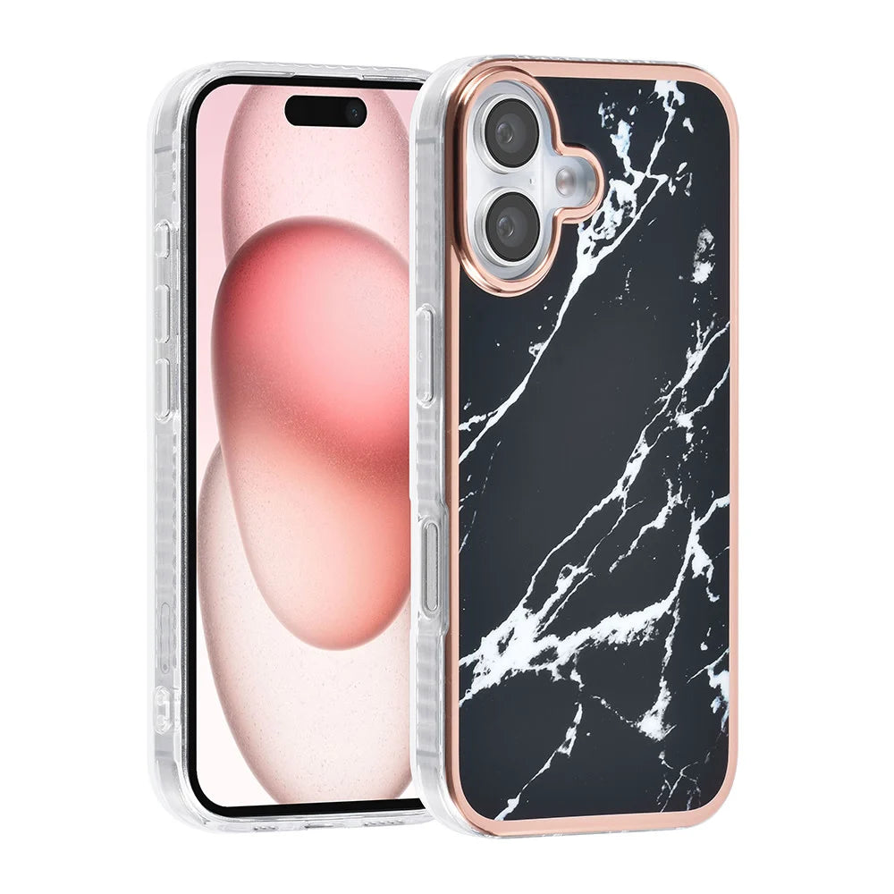 Tuniq iPhone 16 Silicone Θήκη Σιλικόνης - Marble / Black