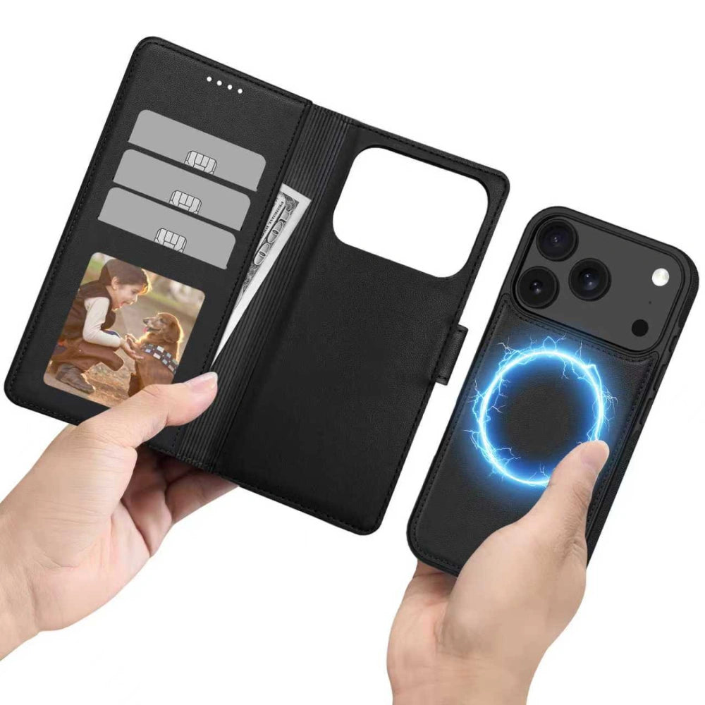 Tech-Protect iPhone 17 Pro Θήκη Πορτοφόλι Stand από Δερματίνη με Αποσπώμενη θήκη MagSafe - Matte Black