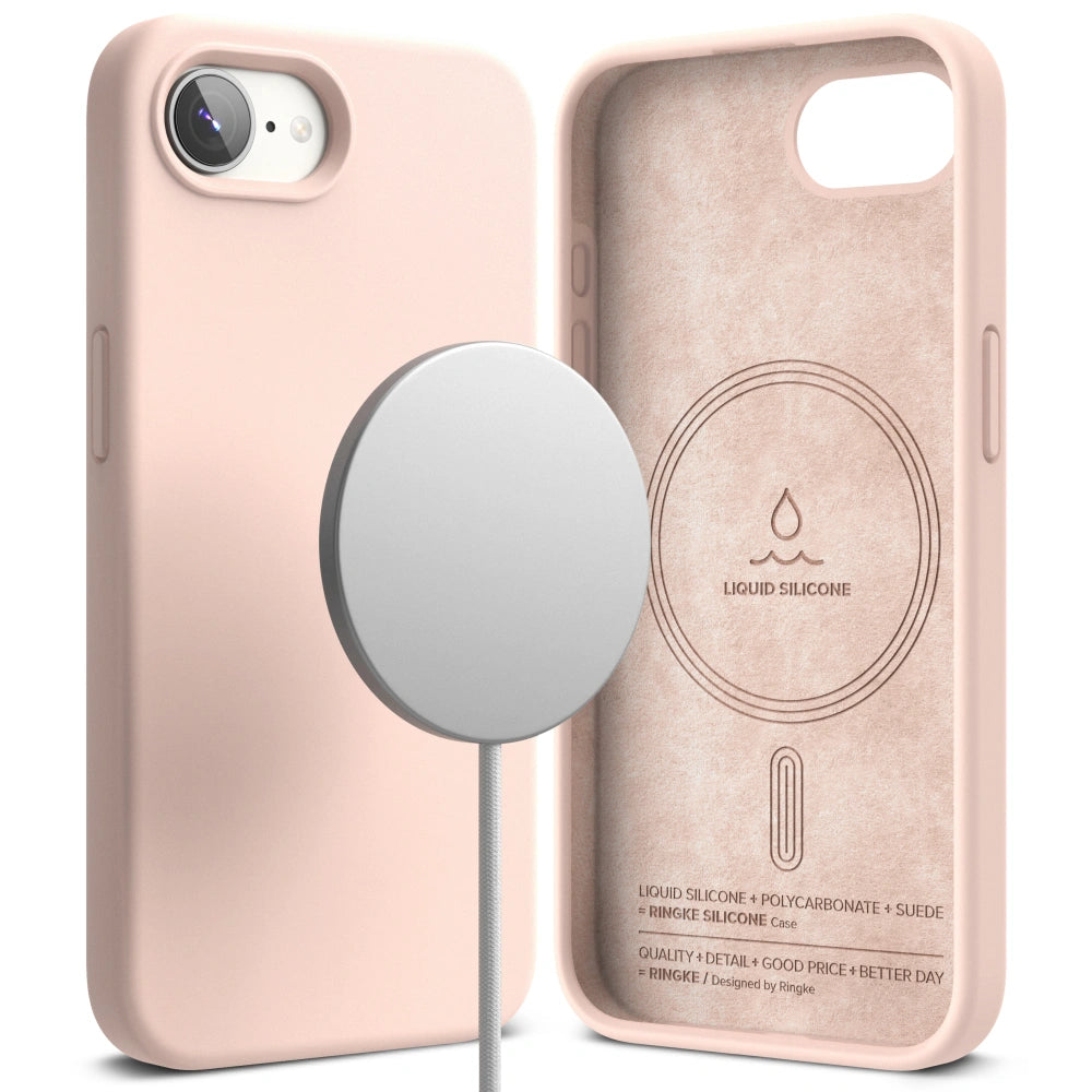 Ringke iPhone 16e Silicone Magnetic MagSafe Case Θήκη Σιλικόνης με MagSafe - Pink Sand