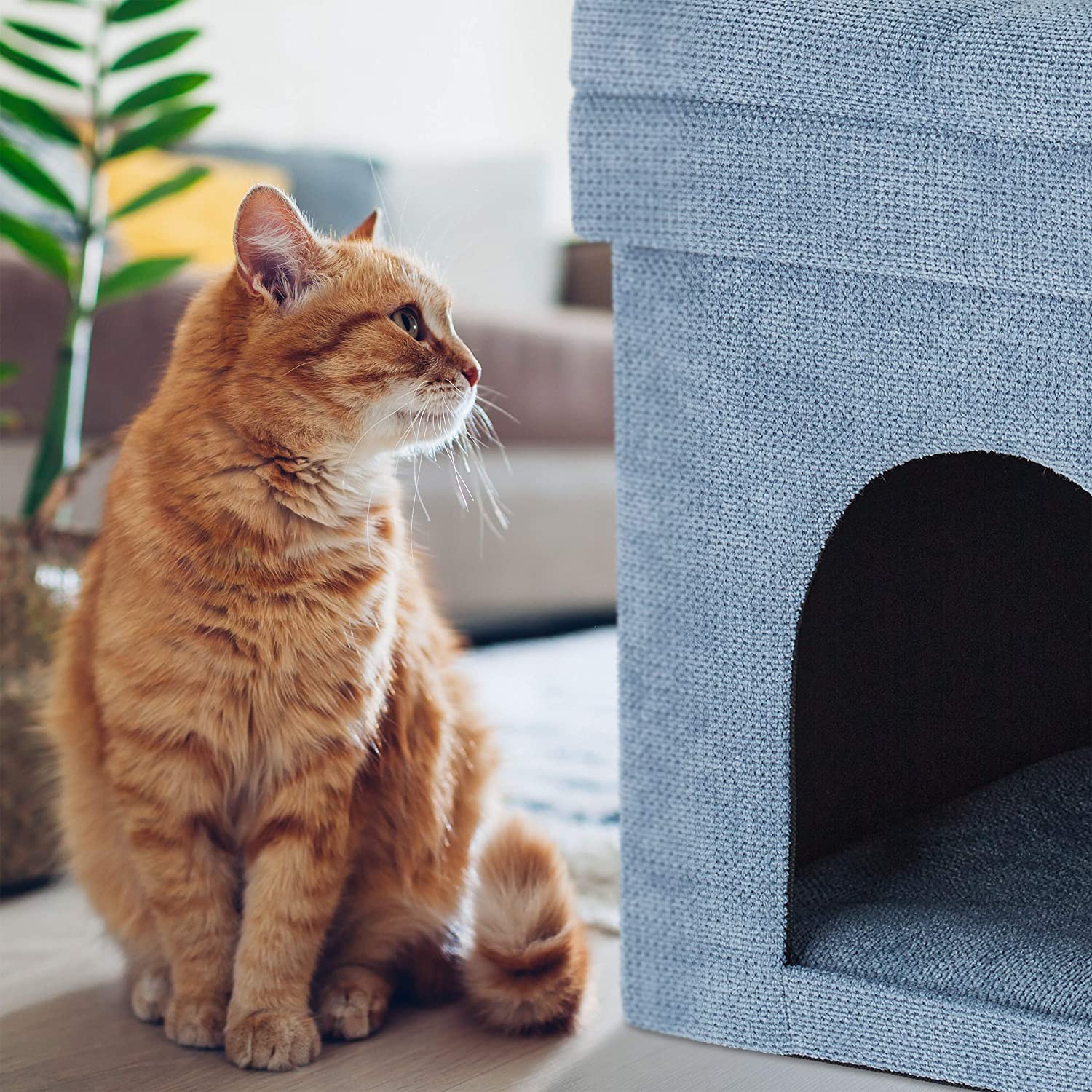 Relaxdays Σκαμπό / Σπηλιά για Γάτες - Grey - 4052025306687