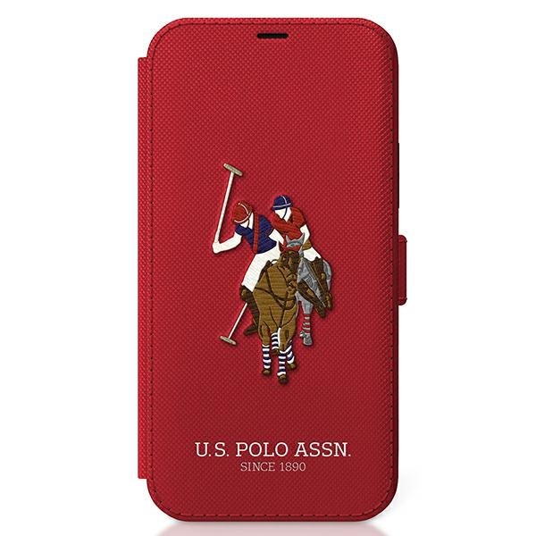 US Polo iPhone 12 / iPhone 12 Pro - Embroidery Collection Θήκη Βιβλίο Stand - Red - USFLBKP12MPUGFLRE