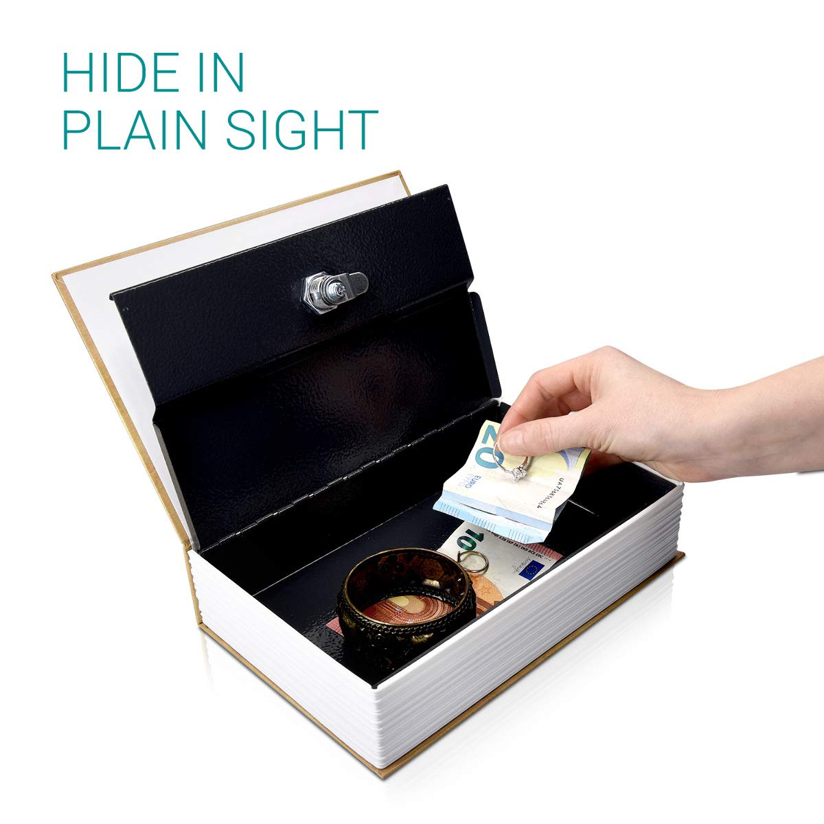 Navaris Βιβλίο Χρηματοκιβώτιο - Κρύπτη με Κλειδαριά - 24 x 16 x 5 εκ - Design London - 50562.2