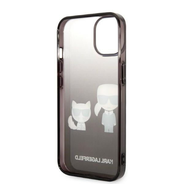 Karl Lagerfeld iPhone 14 Plus - Gradient Ikonik Karl and Choupette Σκληρή Θήκη με Πλαίσιο Σιλικόνης - Black - KLHCP14MTGKCK