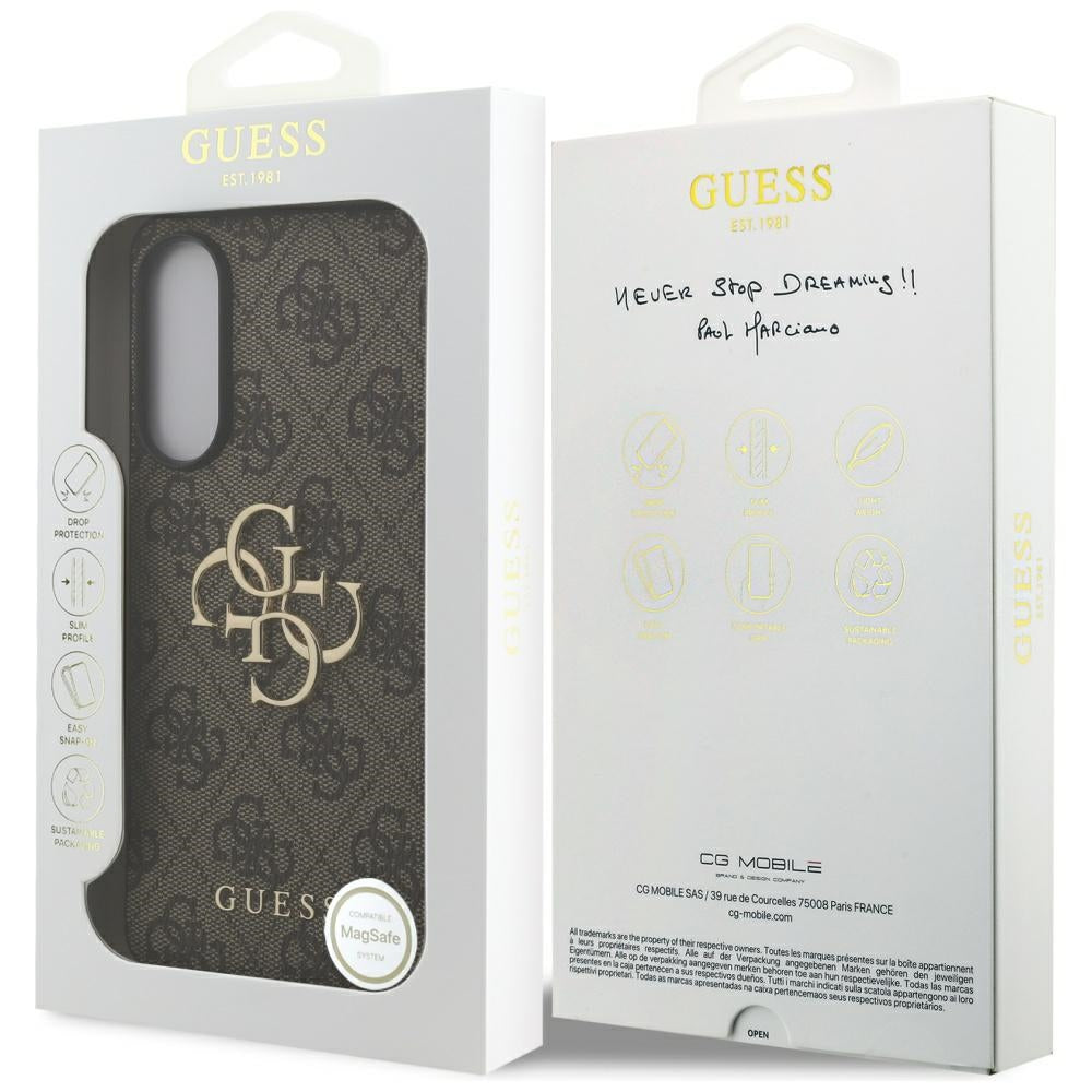 Guess Samsung Galaxy S25 Edge - Big 4G Logo Classic Logo - Σκληρή Θήκη με Επένδυση από Οικολογικό Δέρμα - Brown - GUHCS25E4GMGBR