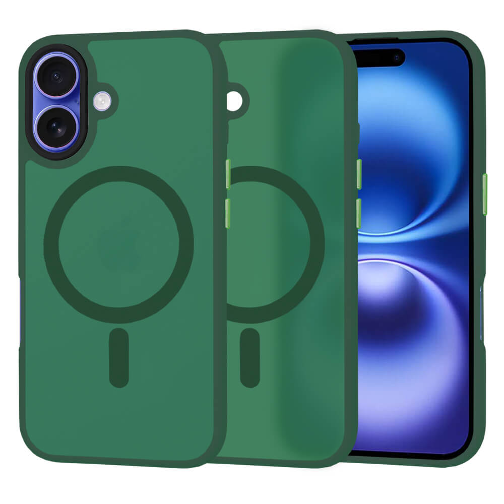 Techsuit iPhone 16 - HaloFrost Series MagSafe - Σκληρή Θήκη με Πλαίσιο Σιλικόνης - Midnight Green