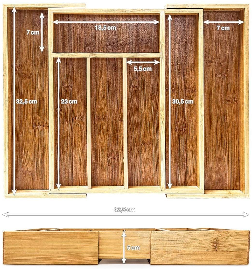 Relaxdays Επεκτεινόμενος Δίσκος Αποθήκευσης για Μαχαιροπίρουνα από Μπαμπού - Brown - 4052025188832