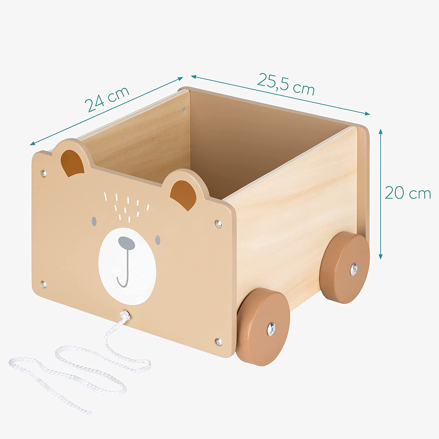 Navaris Toy Box Storage for Toys with Wheels - Παιδικό Κουτί Αποθήκευσης Παιχνιδιών με Ρόδες - Brown - 51163.03
