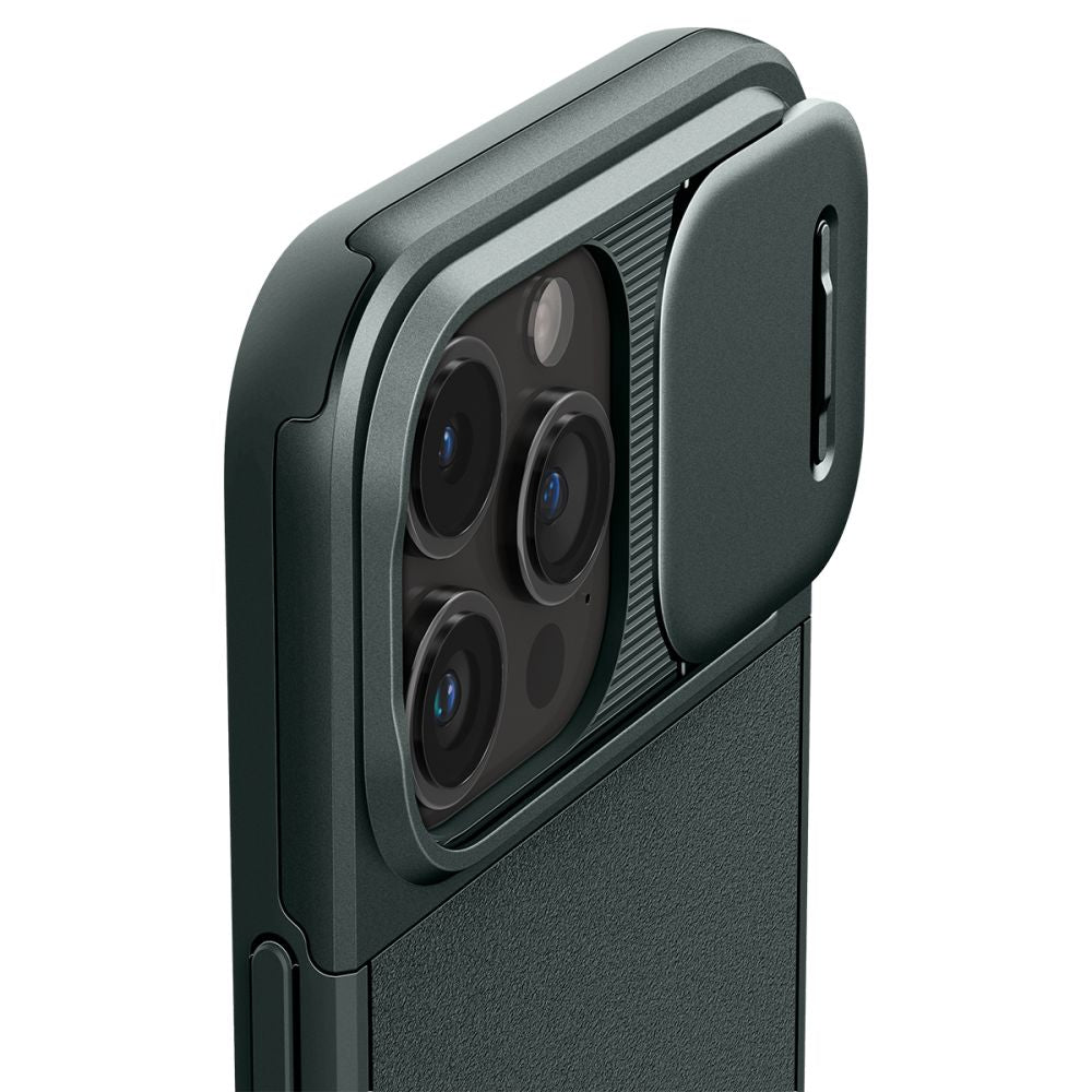 Spigen iPhone 15 Pro Optik Armor Mag Θήκη Σιλικόνης με Κάλυμμα για την Κάμερα και MagSafe - Abyss Green