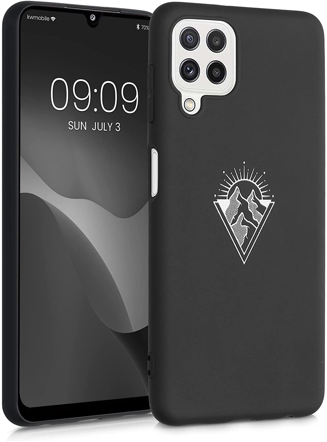 KW Samsung Galaxy A22 4G Θήκη Σιλικόνης TPU - Design Minimalism Mountains - Black / White - 55497.04