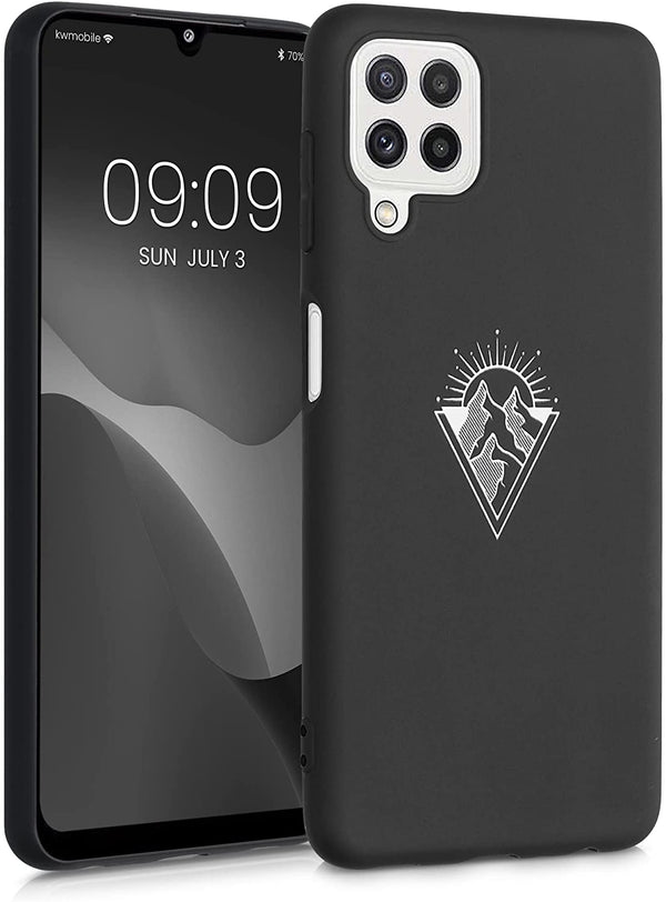KW Samsung Galaxy A22 4G Θήκη Σιλικόνης TPU - Design Minimalism Mountains - Black / White - 55497.04