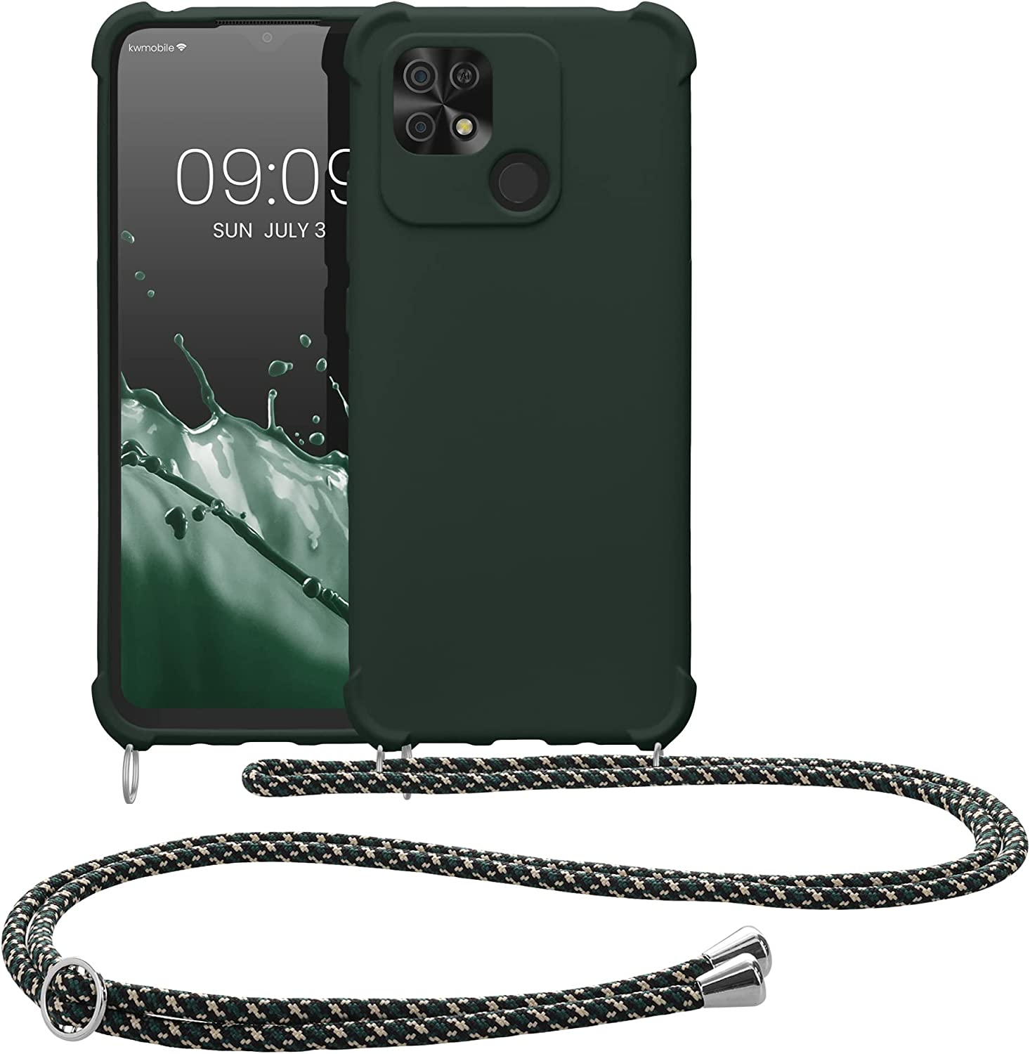 KW Xiaomi Redmi 10C Θήκη Σιλικόνης TPU με Λουράκι - Moss Green - 59233.169