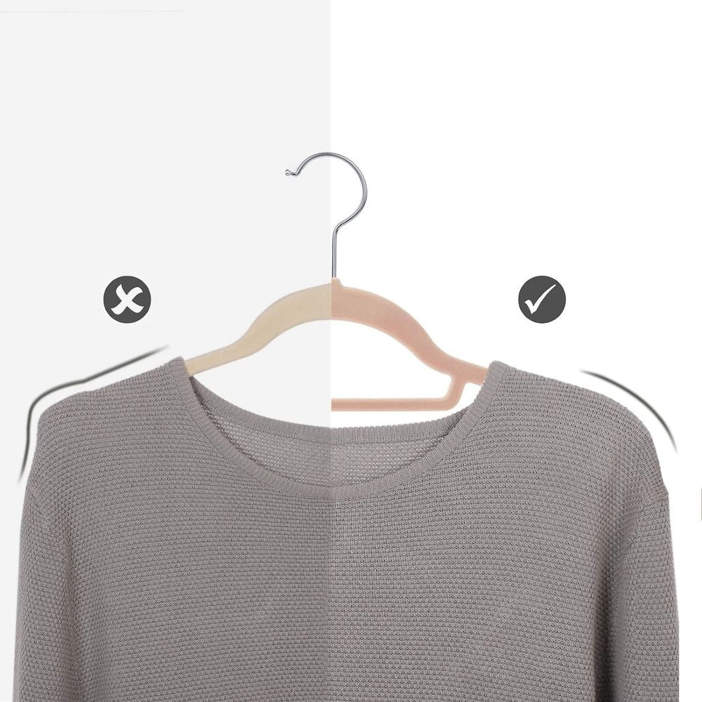 Songmics Σετ με 50 Βελούδινες Κρεμάστρες Ρούχων - Light Pink / Silver - CRF50PK