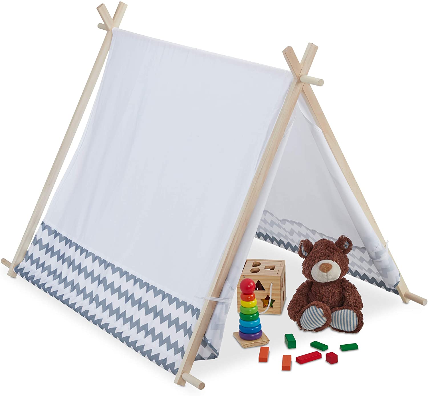 Relaxdays Σκηνή Teepee για Παιδιά - White / Grey - 4052025353018
