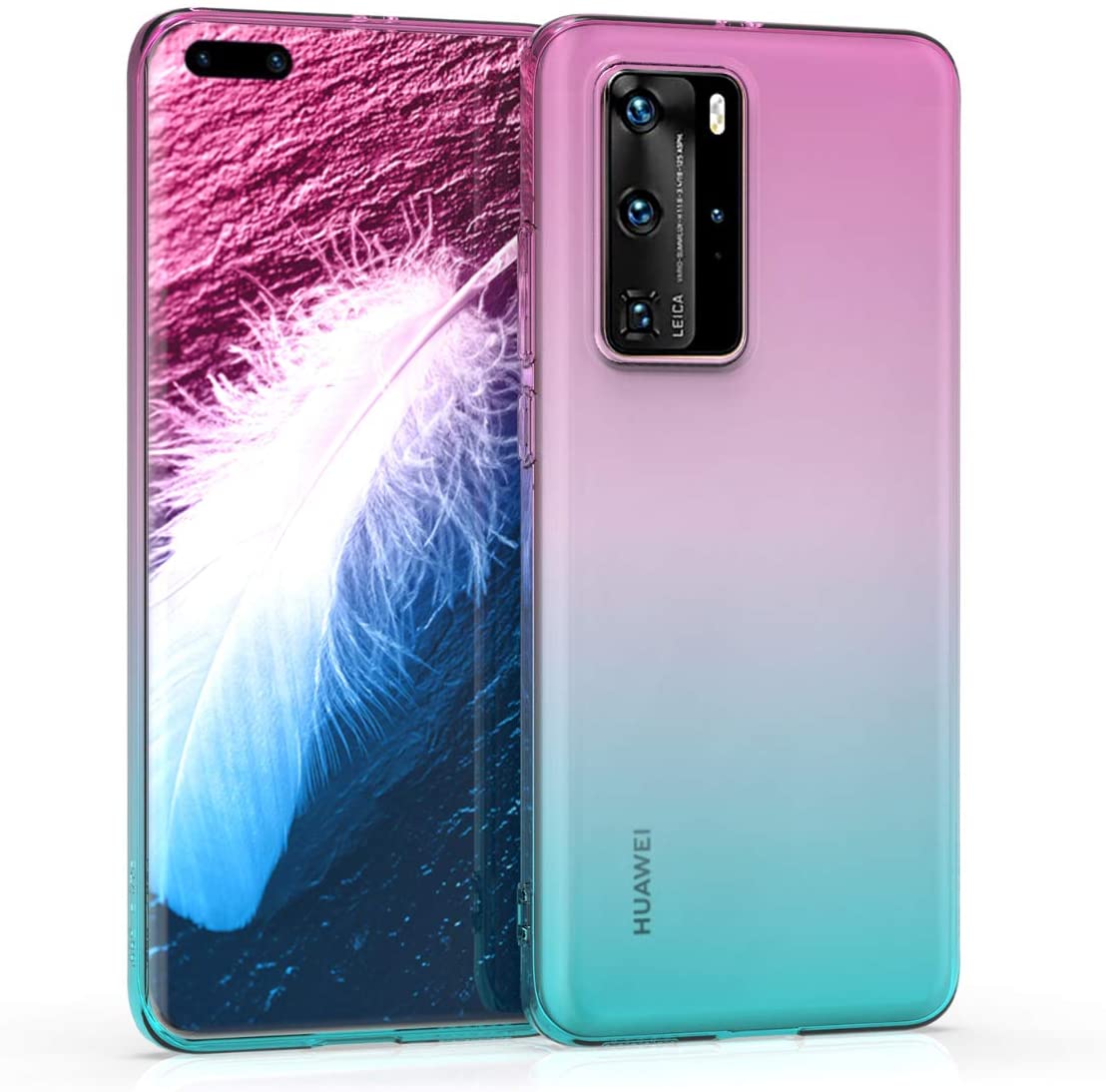 KW Huawei P40 Pro Θήκη Σιλικόνης TPU Design Two Colors - Dark Pink / Blue - Διάφανη - 51601.02