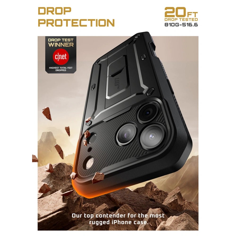 Supcase iPhone 17 Pro - Unicorn Beetle Pro - Σκληρή Θήκη με Προστασία Οθόνης και Stand - Black