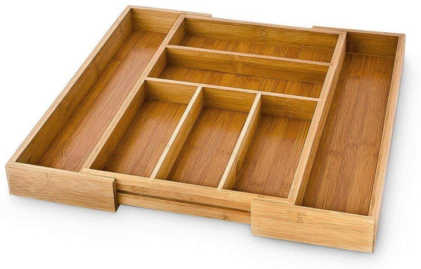 Relaxdays Ρυθμιζόμενη Ξύλινη Θήκη Συρταριού για Μαχαιροπίρουνα - Natural - 4052025167424